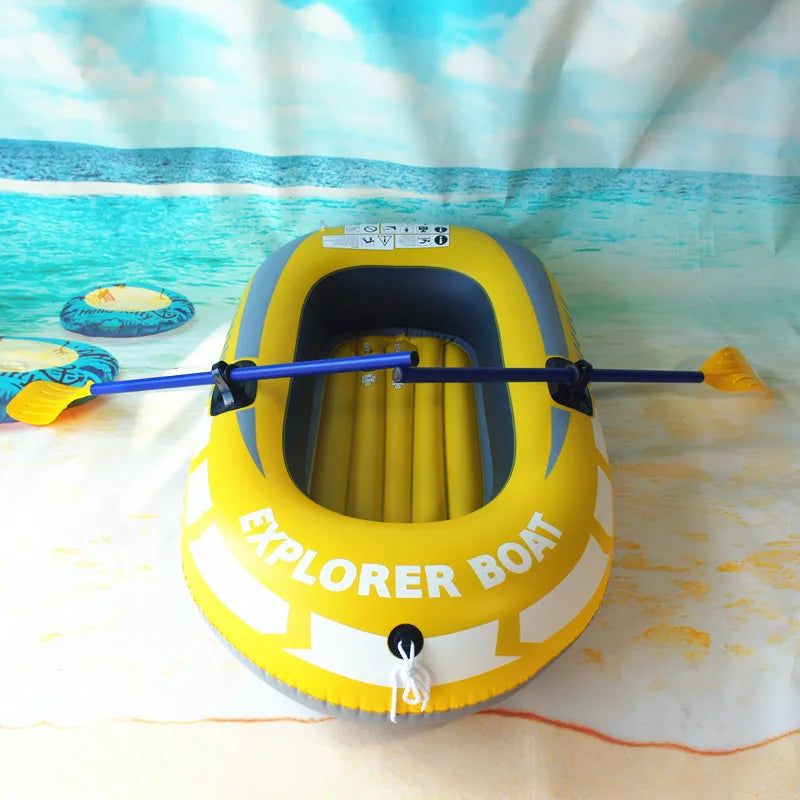 Détail du bateau gonflable de pêche jaune