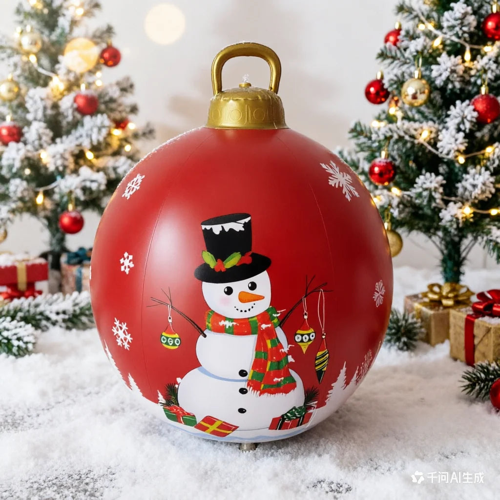 Ornement Noël gonflable PVC rouge grande taille