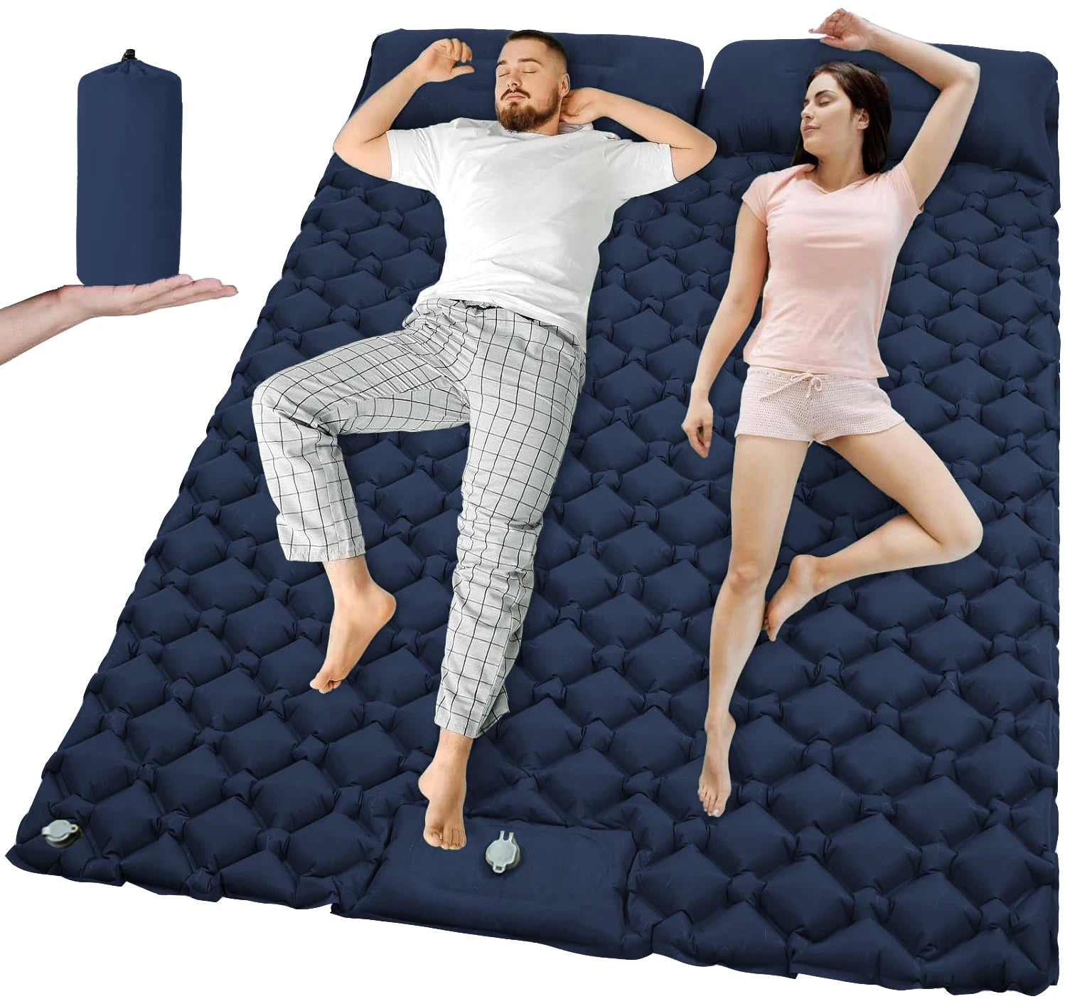Matelas de camping gonflable en situation de voyage