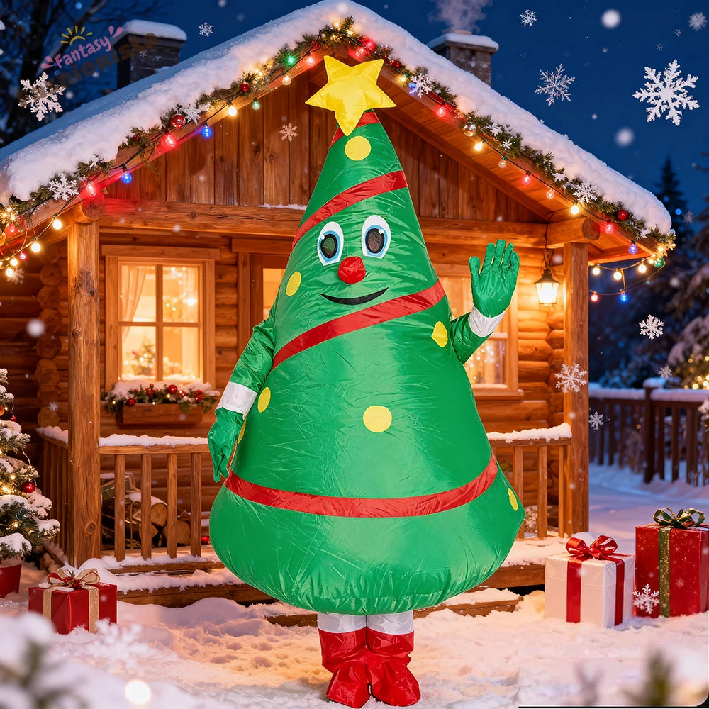 Costume gonflable arbre de Noël adulte vue de face