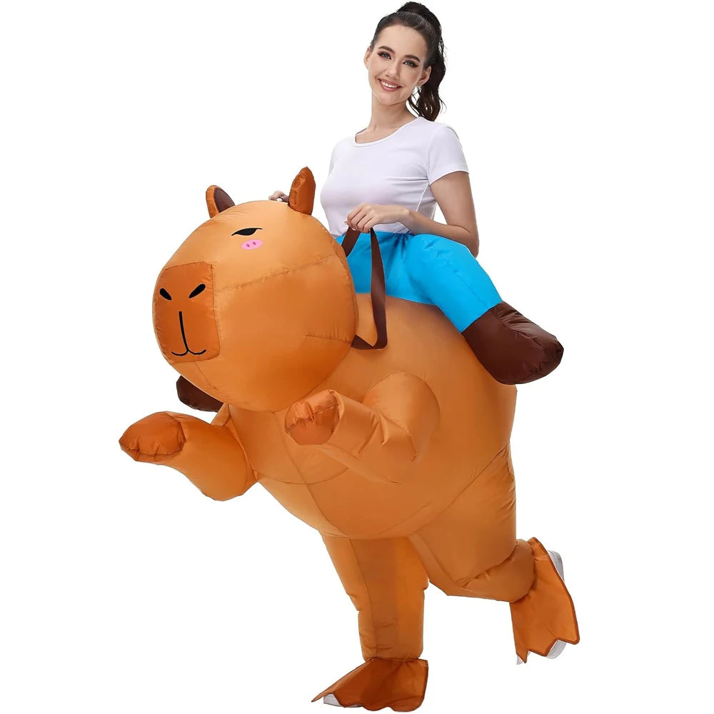 Costume gonflable capybara animal marron adulte
