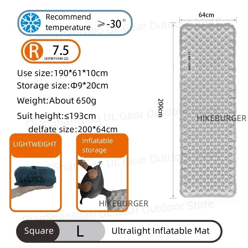 Tapis de couchage gonflable prêt pour la randonnée