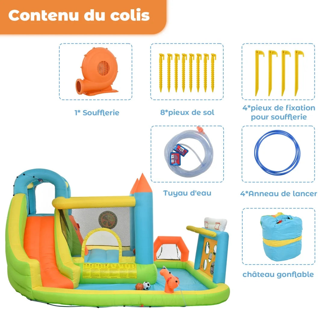 Aire de jeux gonflable trampoline integre