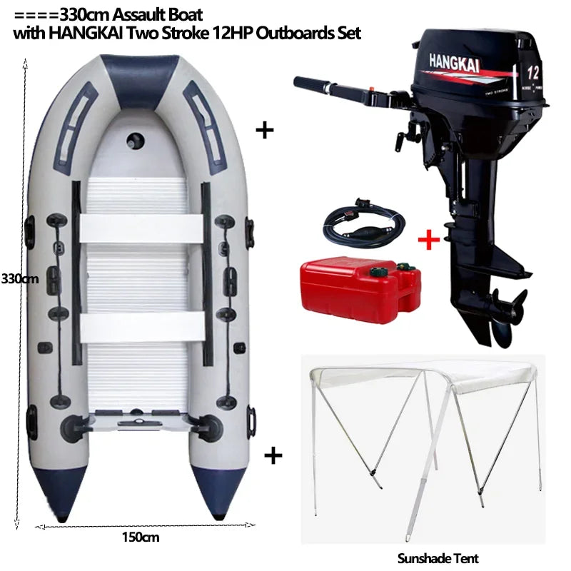Bateau gonflable aluminium moteur prêt pour le ski nautique