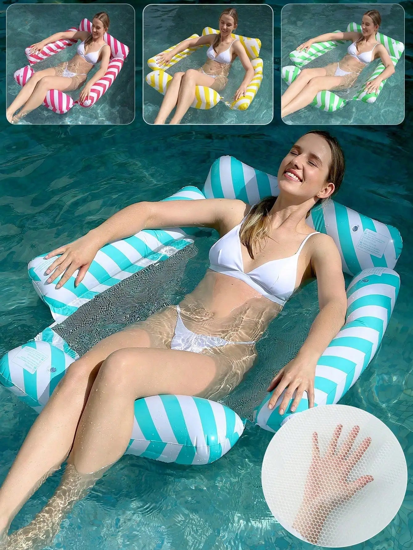 Bouée Gonflable Hamac Chaise Convertible vue d'ensemble