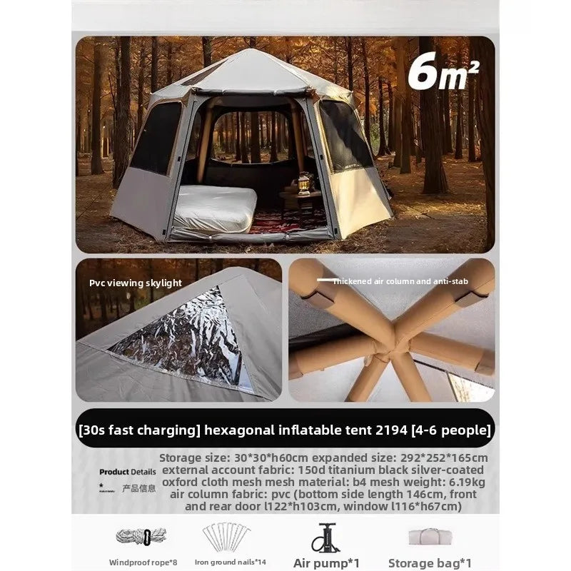 Tente gonflable étanche adaptée au camping en famille