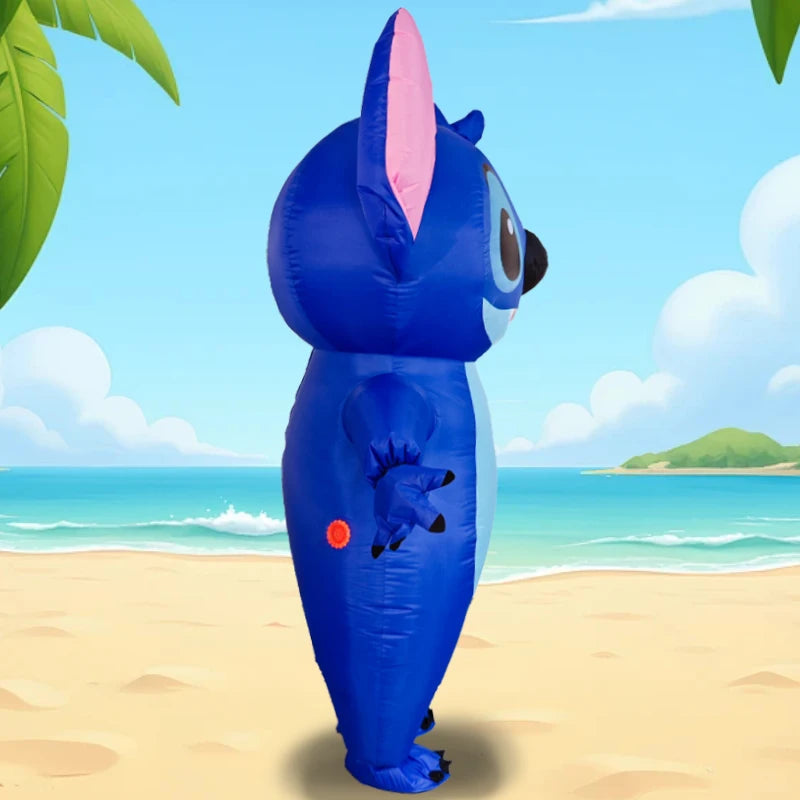 Costume gonflable mascotte bleu animé lors d'un carnaval