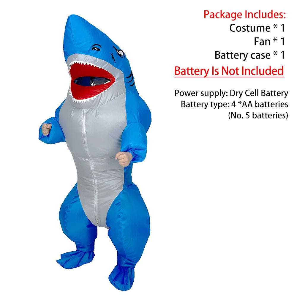 Costume gonflable Megalodon adulte 160-190 cm avec ventilateur