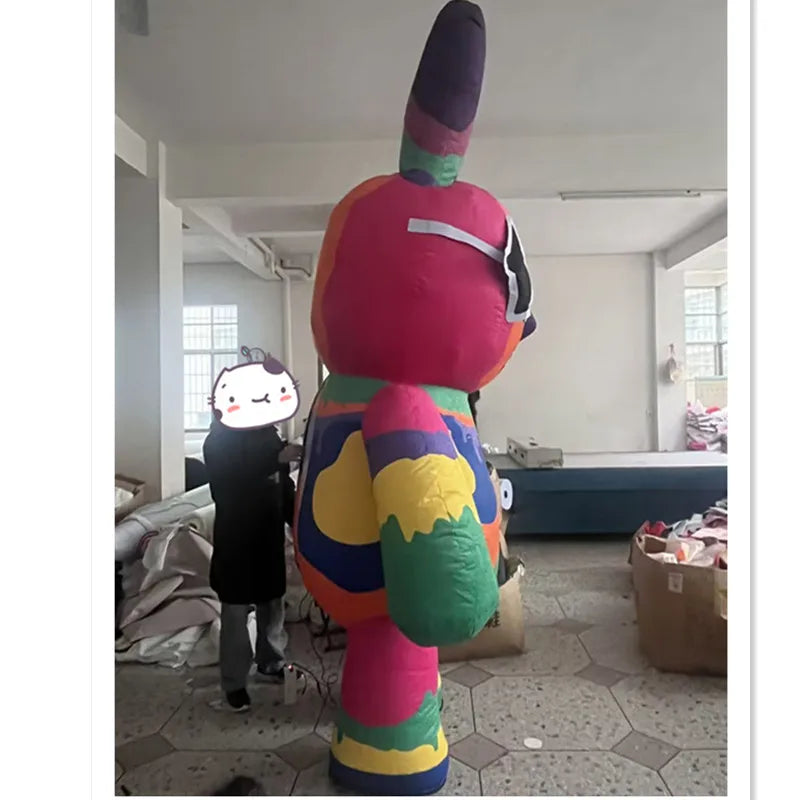 Costume gonflable mascotte lapin coloré