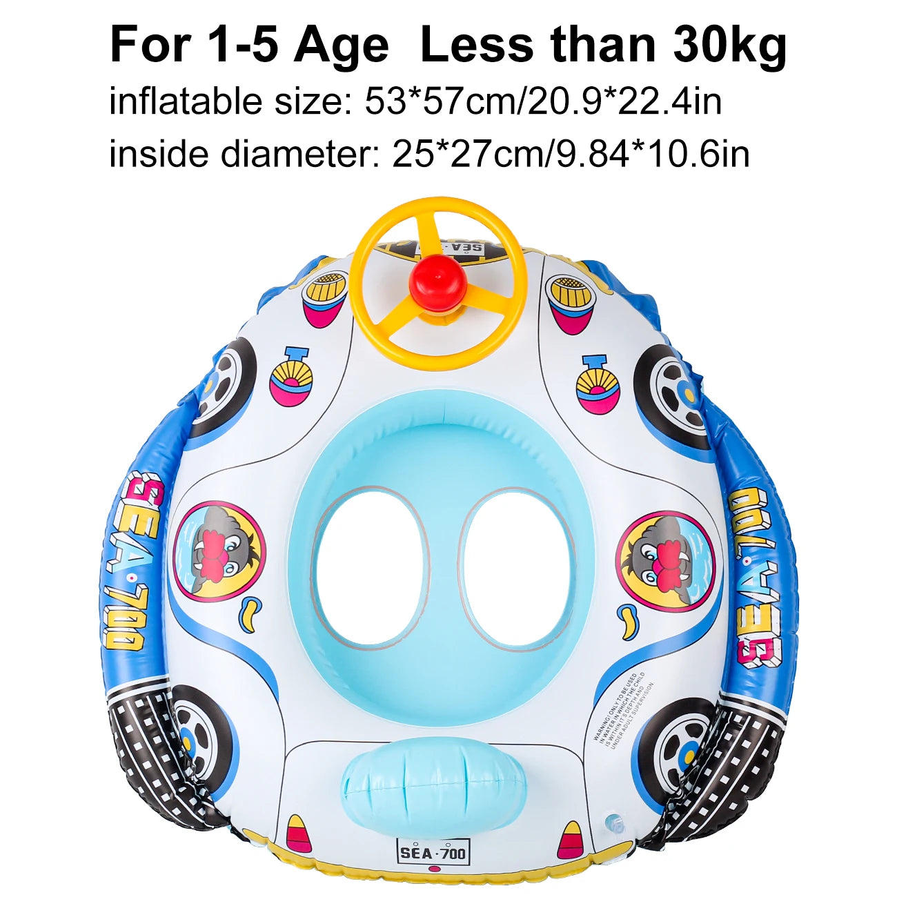 Flotteur gonflable anneau voiture police bleu piscine