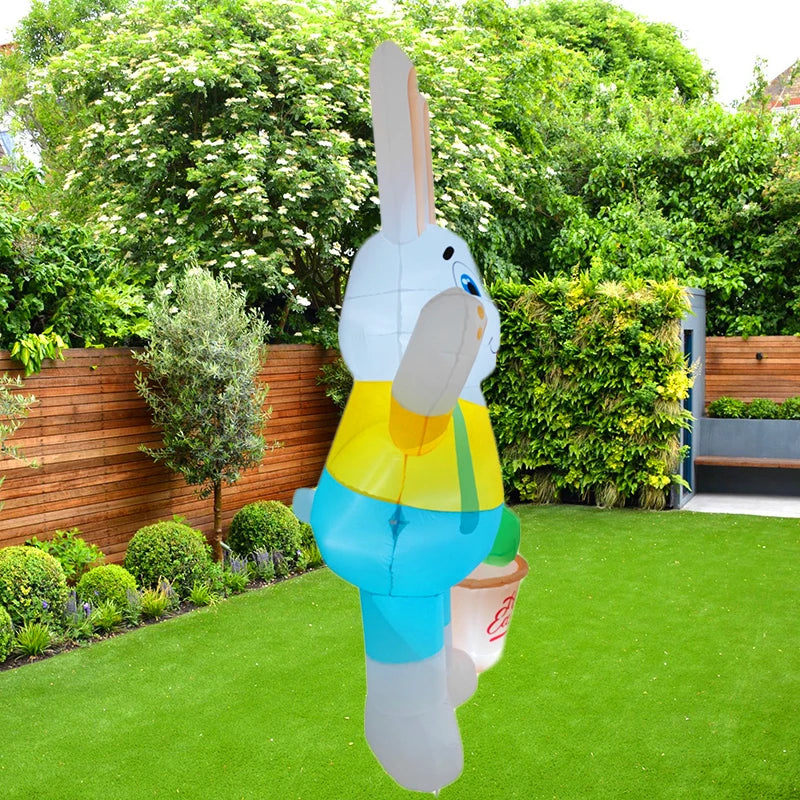 Lapin gonflable géant jardin cour fête de Pâques