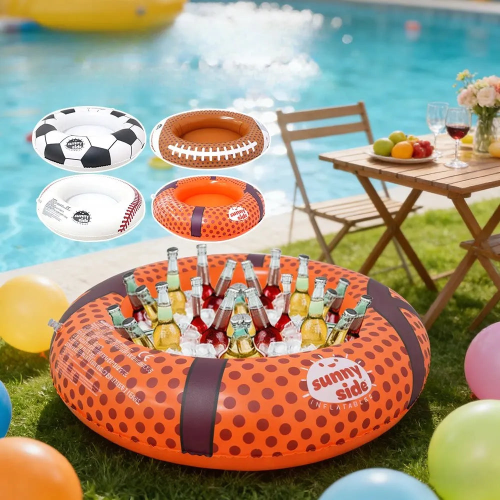 Bouée gonflable porte-boissons utilisée lors d'une fête