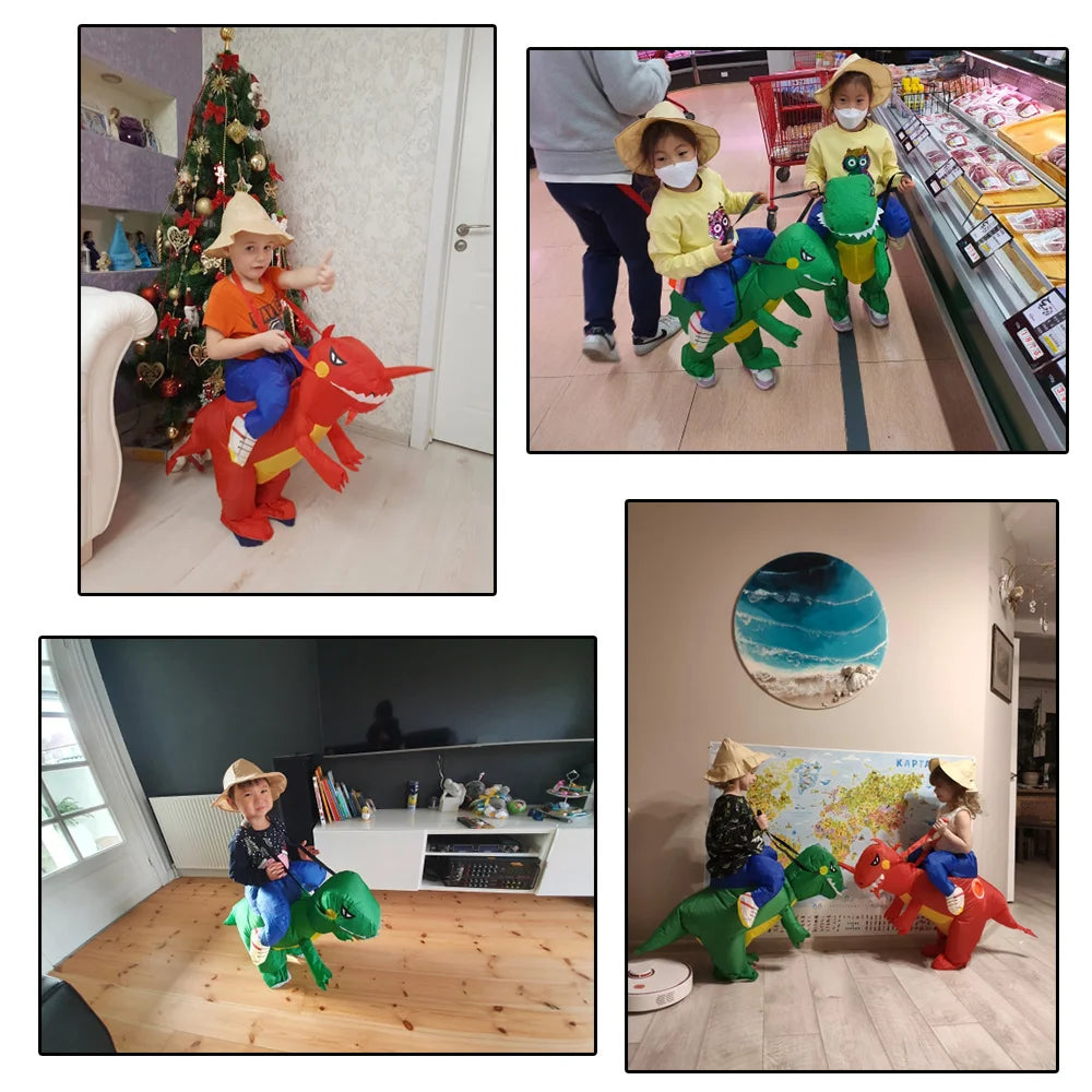 Costume gonflable Dinosaure multicolore vue de face