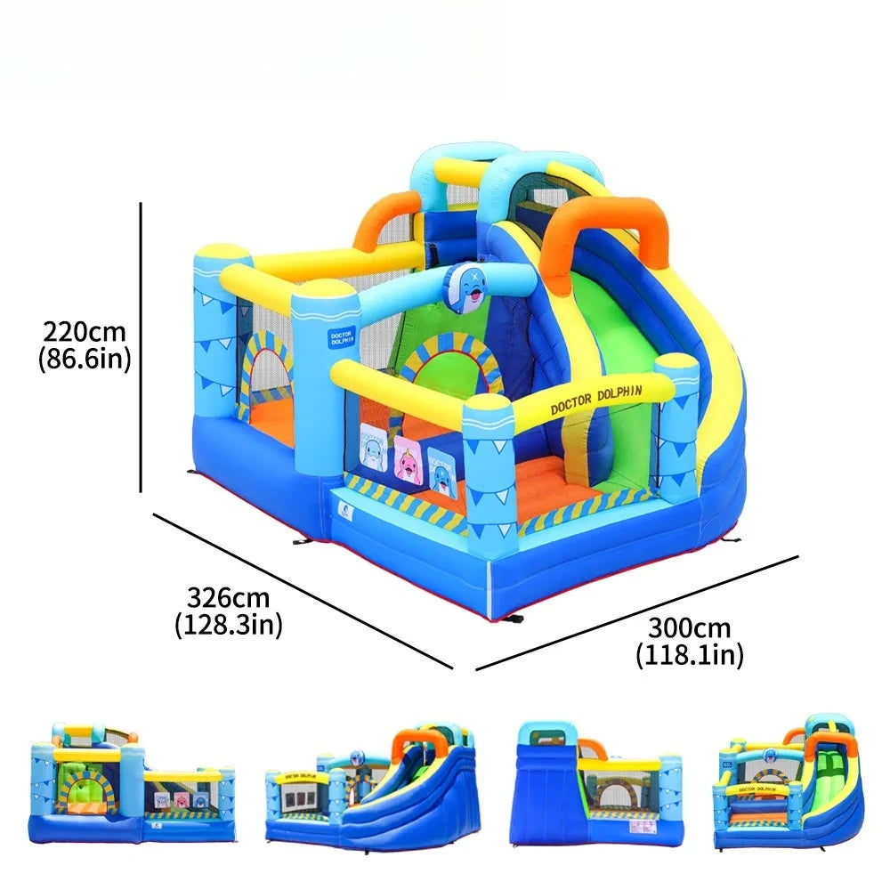 Toboggan aquatique gonflable château vue ensemble