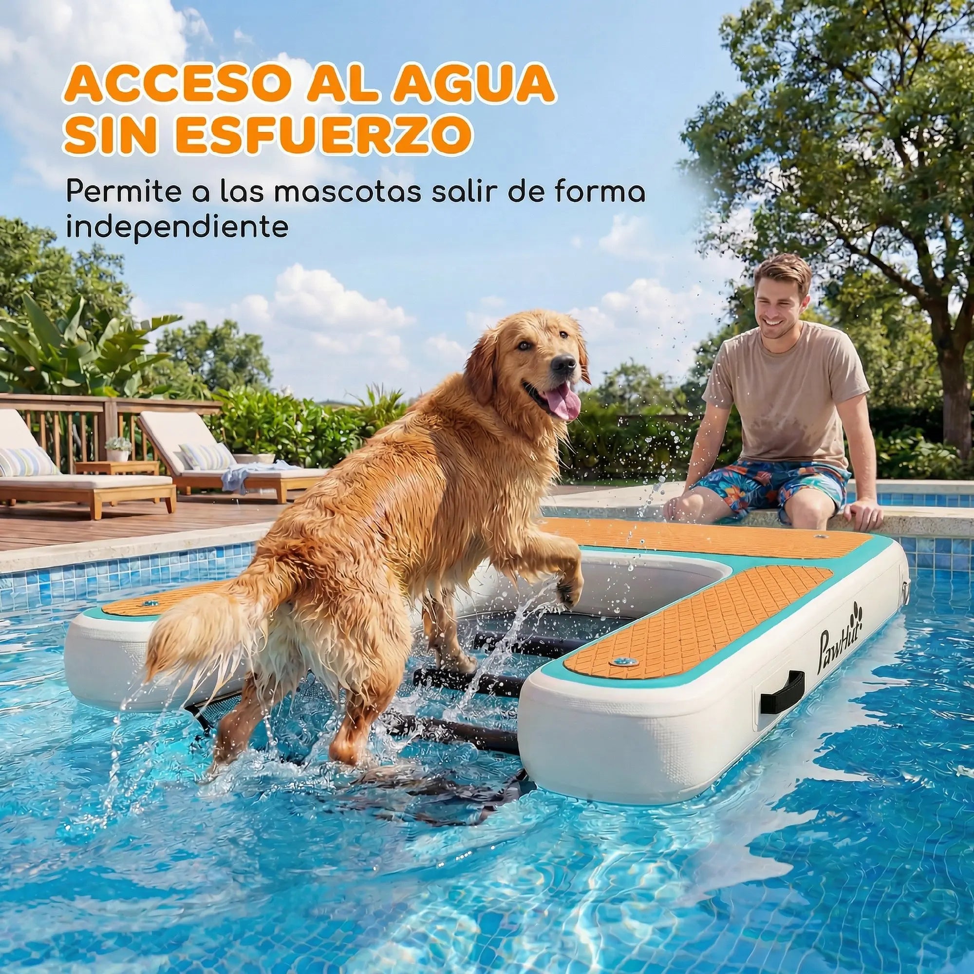 Anneaux D et corde fixation rampe gonflable aquatique chien