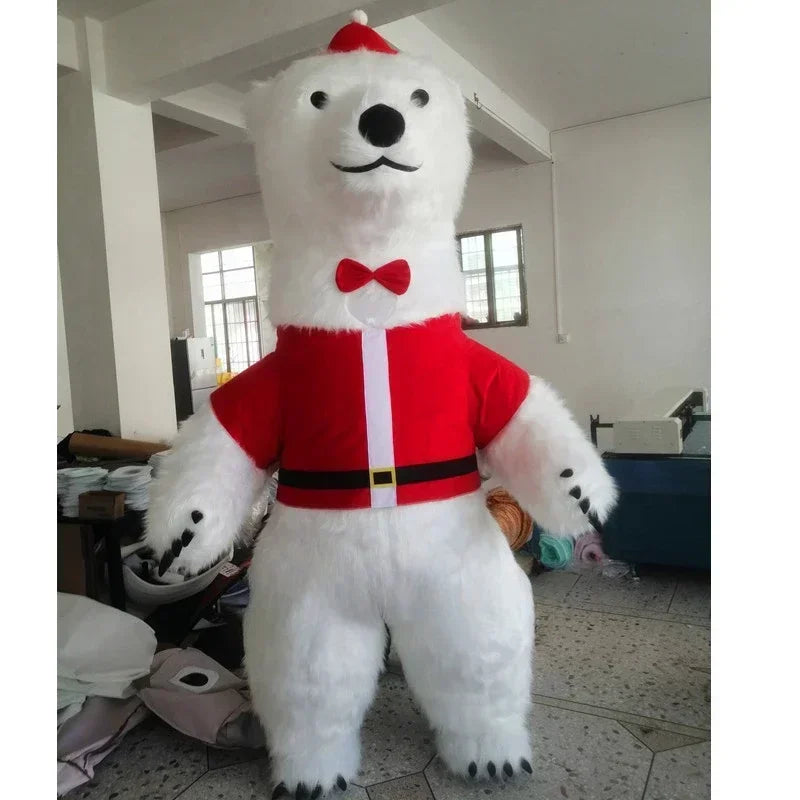 Vue de face du costume gonflable ours polaire animé
