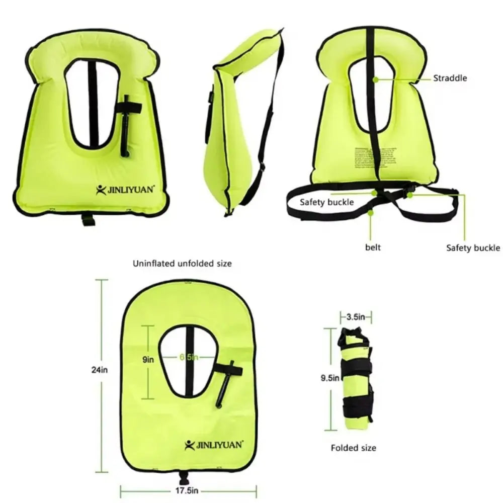 Gilet de natation gonflable vert pour la plongée en apnée