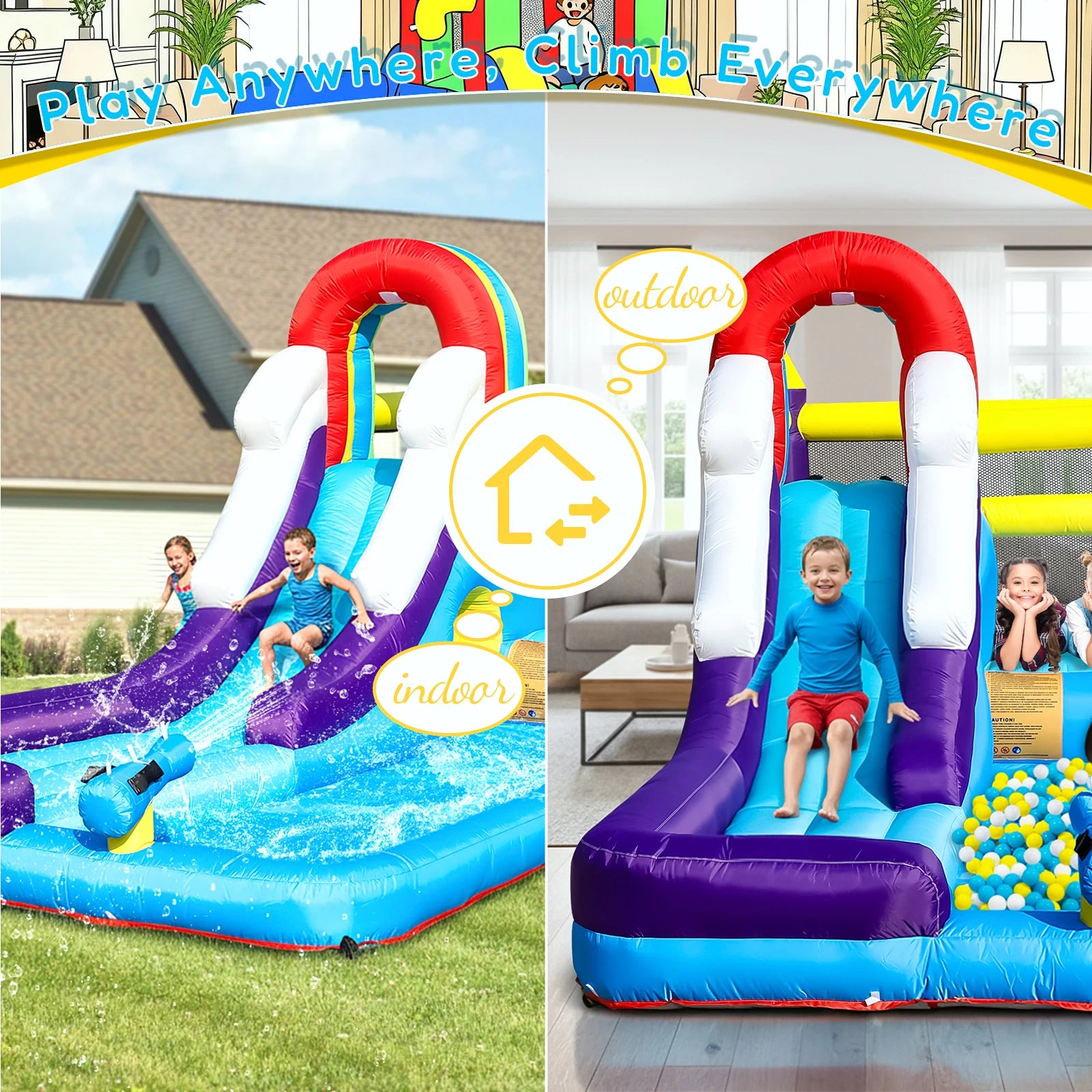 Accessoires de jeu inclus avec le toboggan aquatique gonflable bassin