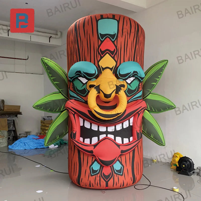 Détail du totem gonflable Tiki en tissu Oxford