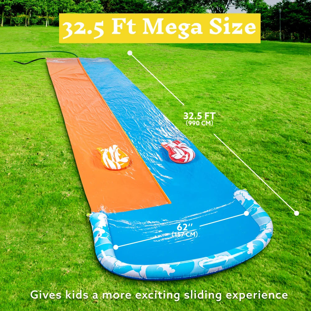 Double piste de glisse aquatique gonflable couleurs vives