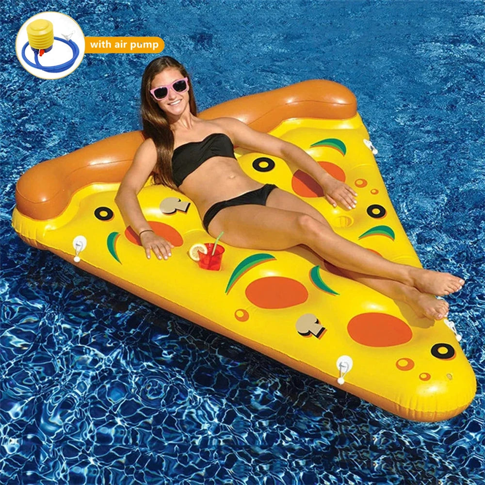 Bouée gonflable pizza géante vue d'ensemble