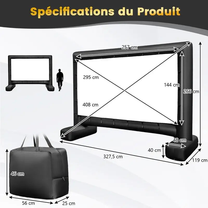 Écran gonflable double face vue de face