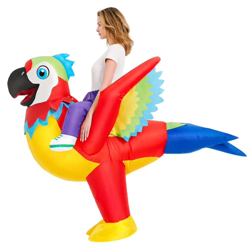 Costume gonflable oiseau perroquet adulte vue de face
