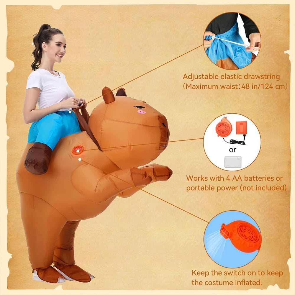 Costume gonflable capybara en action carnaval