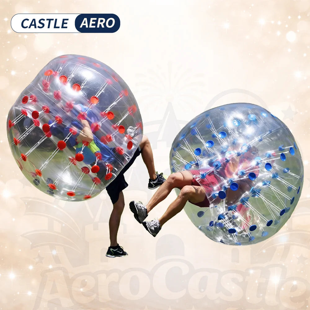 Lot de deux zorb balls gonflables sumo en jardin