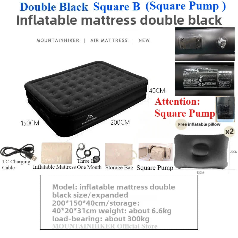 Matelas de camping gonflable kaki en extérieur