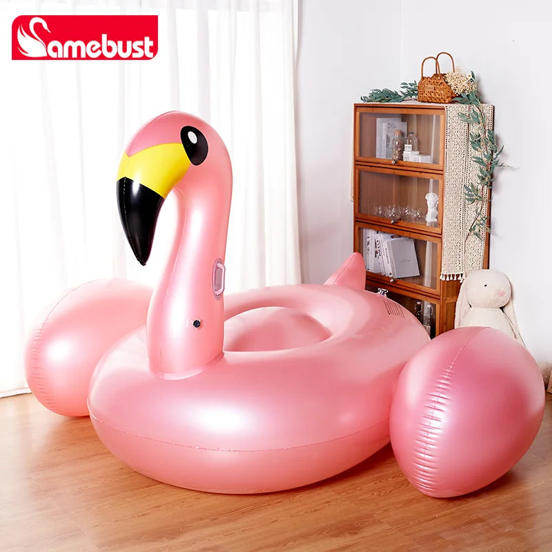 Bouée flamant rose PVC qualité fête piscine