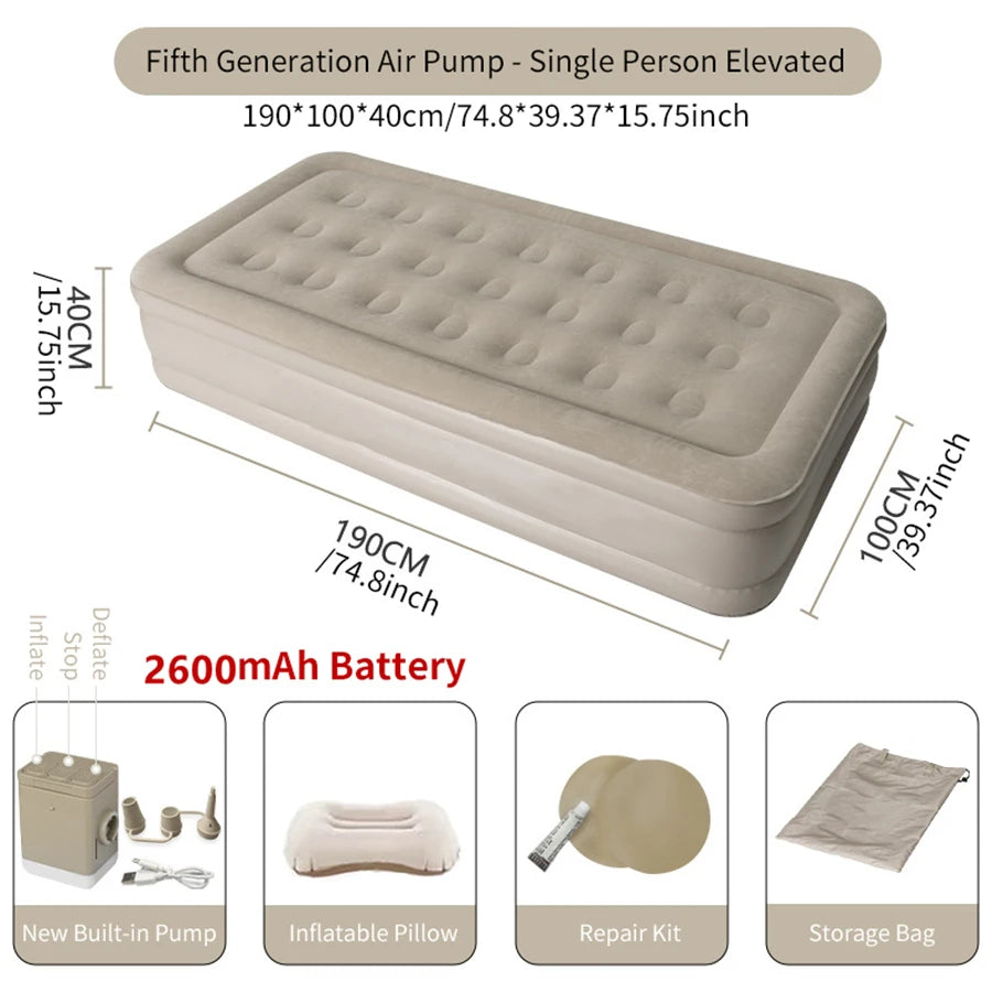 Détail de la texture du matelas gonflable glamping