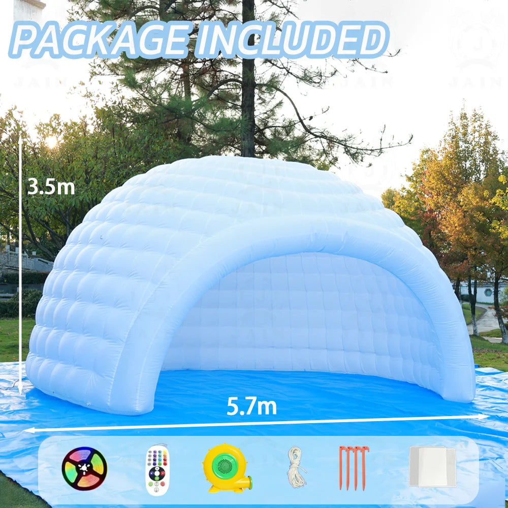 Tente gonflable dôme igloo blanc de nuit colorée