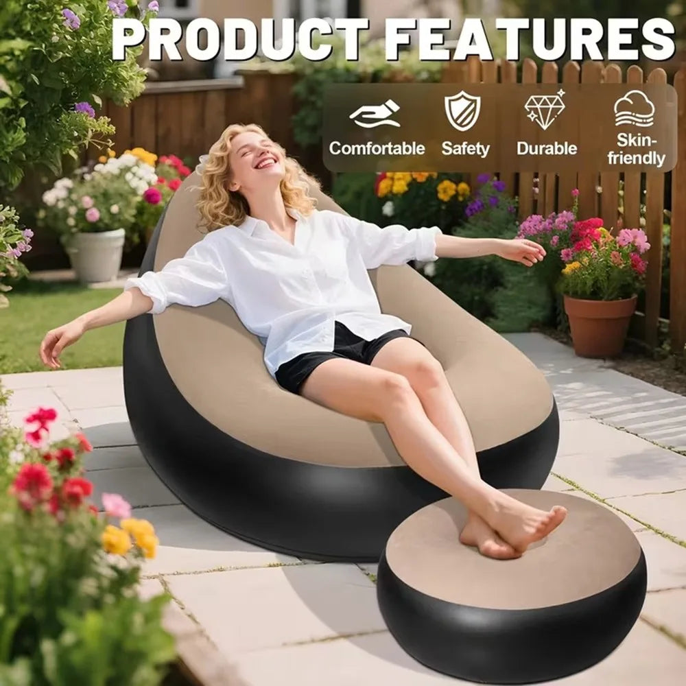 Repose-pieds gonflable assorti au canapé pour un confort complet