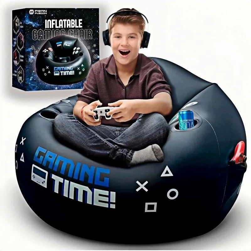 Canapé gonflable gaming installé lors d'un festival