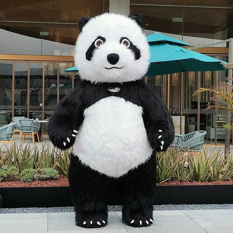 Costume gonflable panda géant utilisé en extérieur