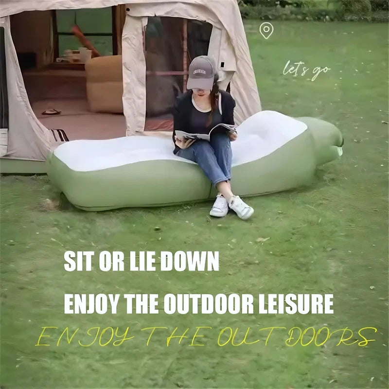 Canapé gonflable chaise longue 190 cm vert armée camping