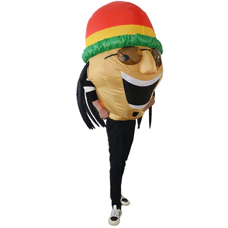 Détail du costume gonflable jamaïcain unisexe