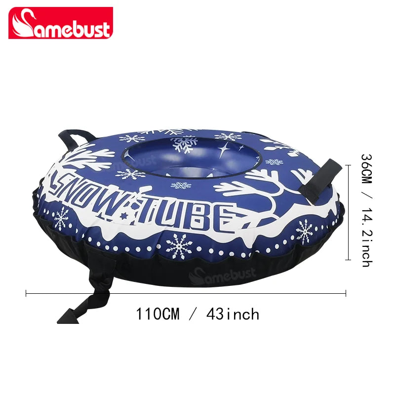 Luge gonflable bleu neige déballage et gonflage