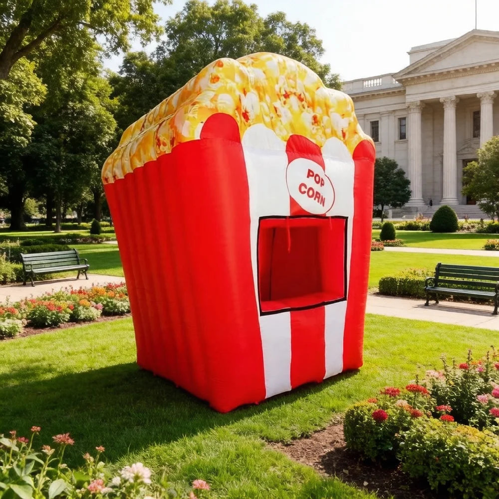 Détail de la fenêtre de service du stand Popcorn