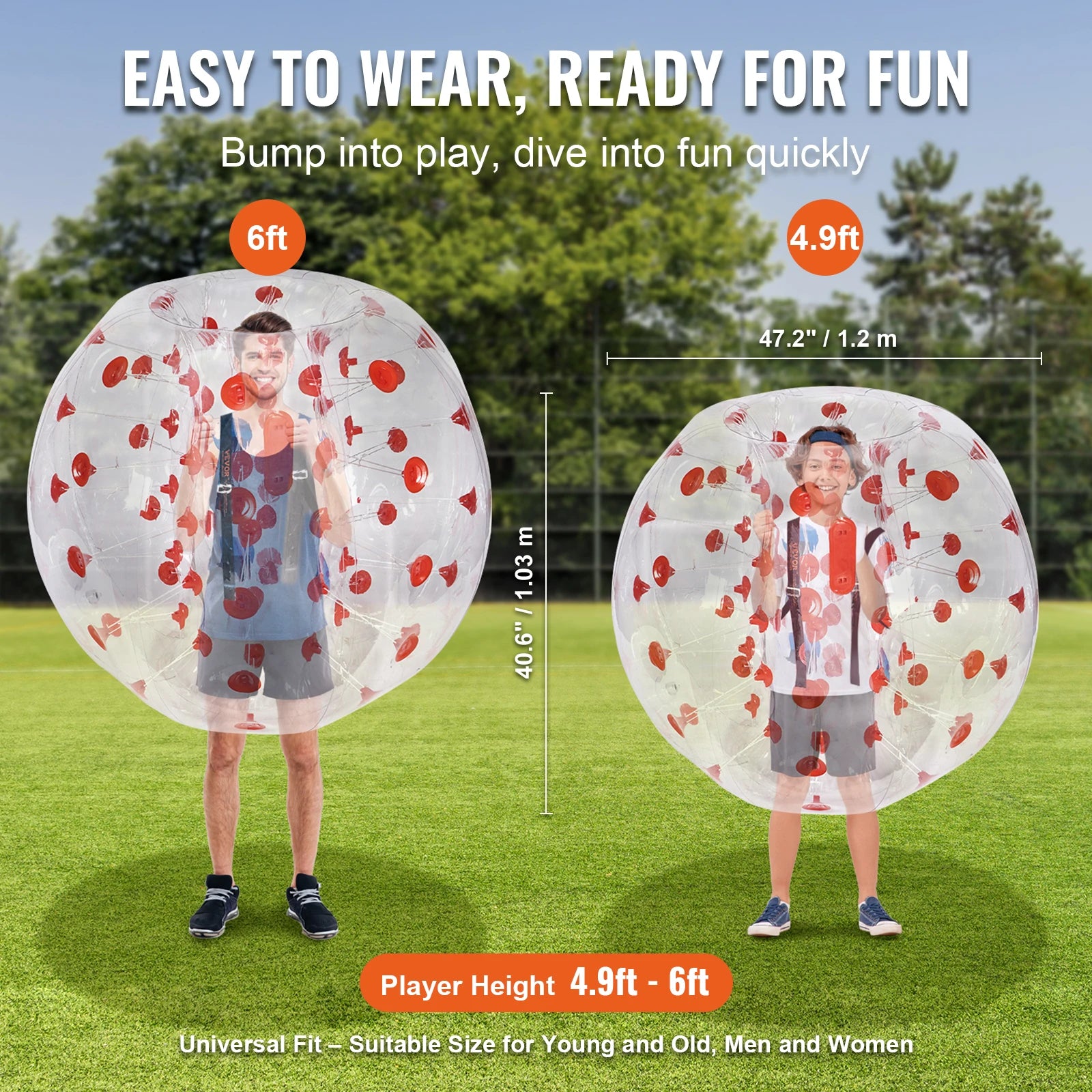 Zorb ball gonflable poignees integrees