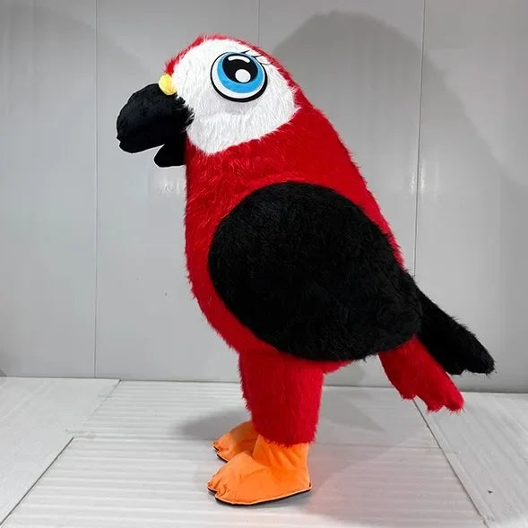 Costume gonflable perroquet multicolore en situation