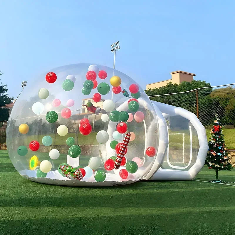 Bulle gonflable transparente dôme installée pour un mariage