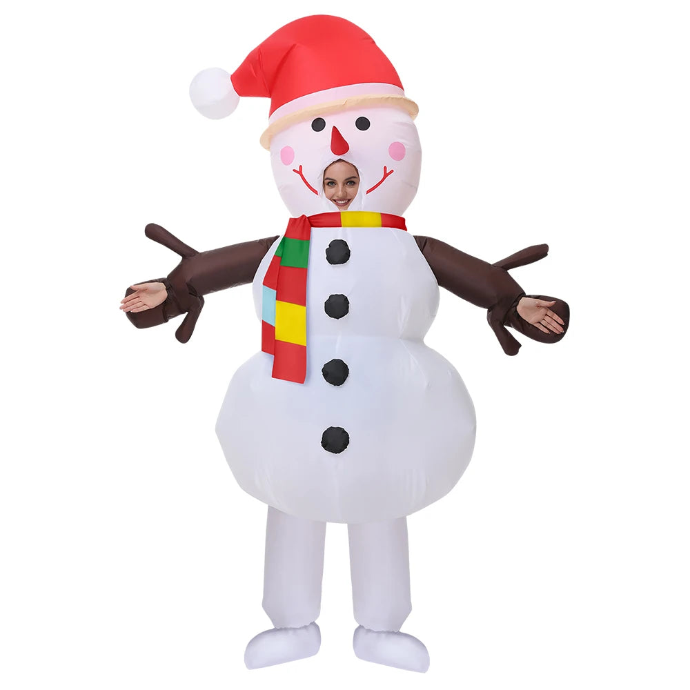 Costume gonflable Père Noël adulte rouge vue de face