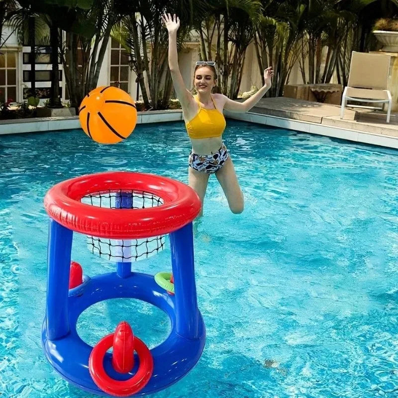 Panier de basket gonflable flottant vu de près