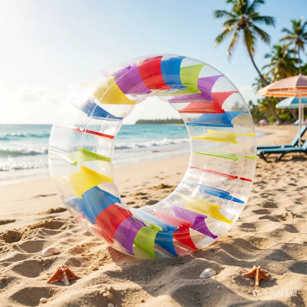 Water roller gonflable transparent PVC 100 cm vue de face