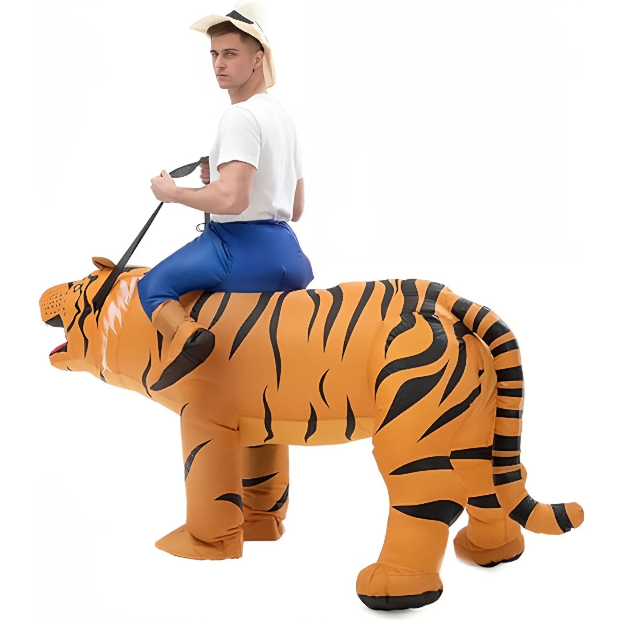 Déguisement gonflable tigre porté soirée costumée