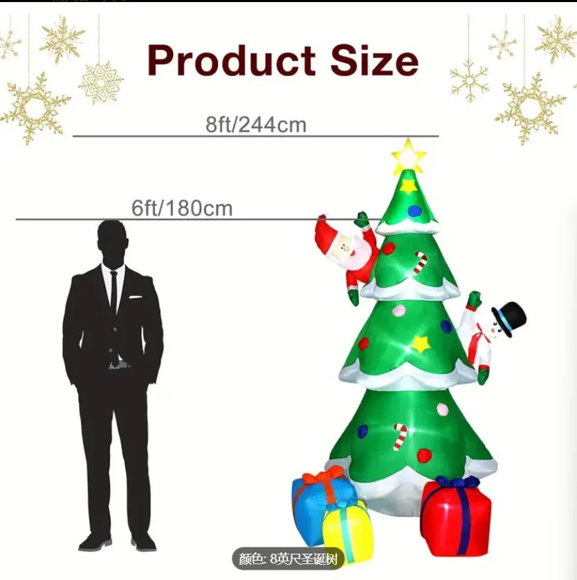 Père Noël gonflable assis avec chapeau cadeau