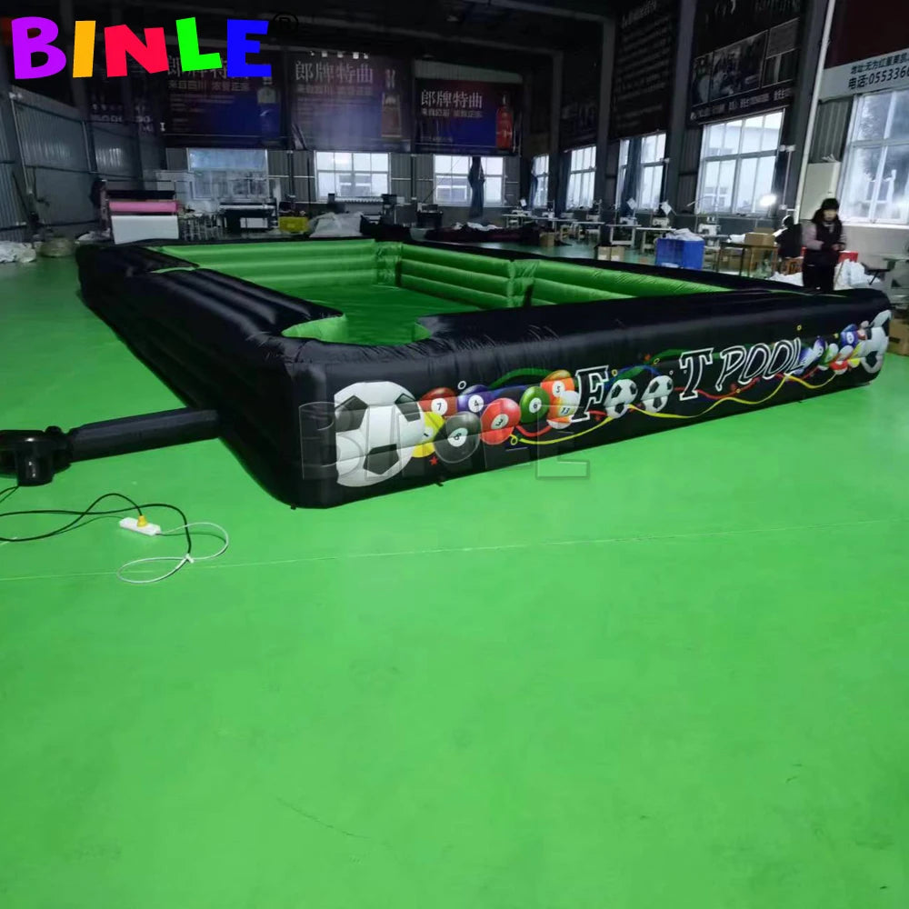 Billard gonflable snookball table football géante vue d'ensemble