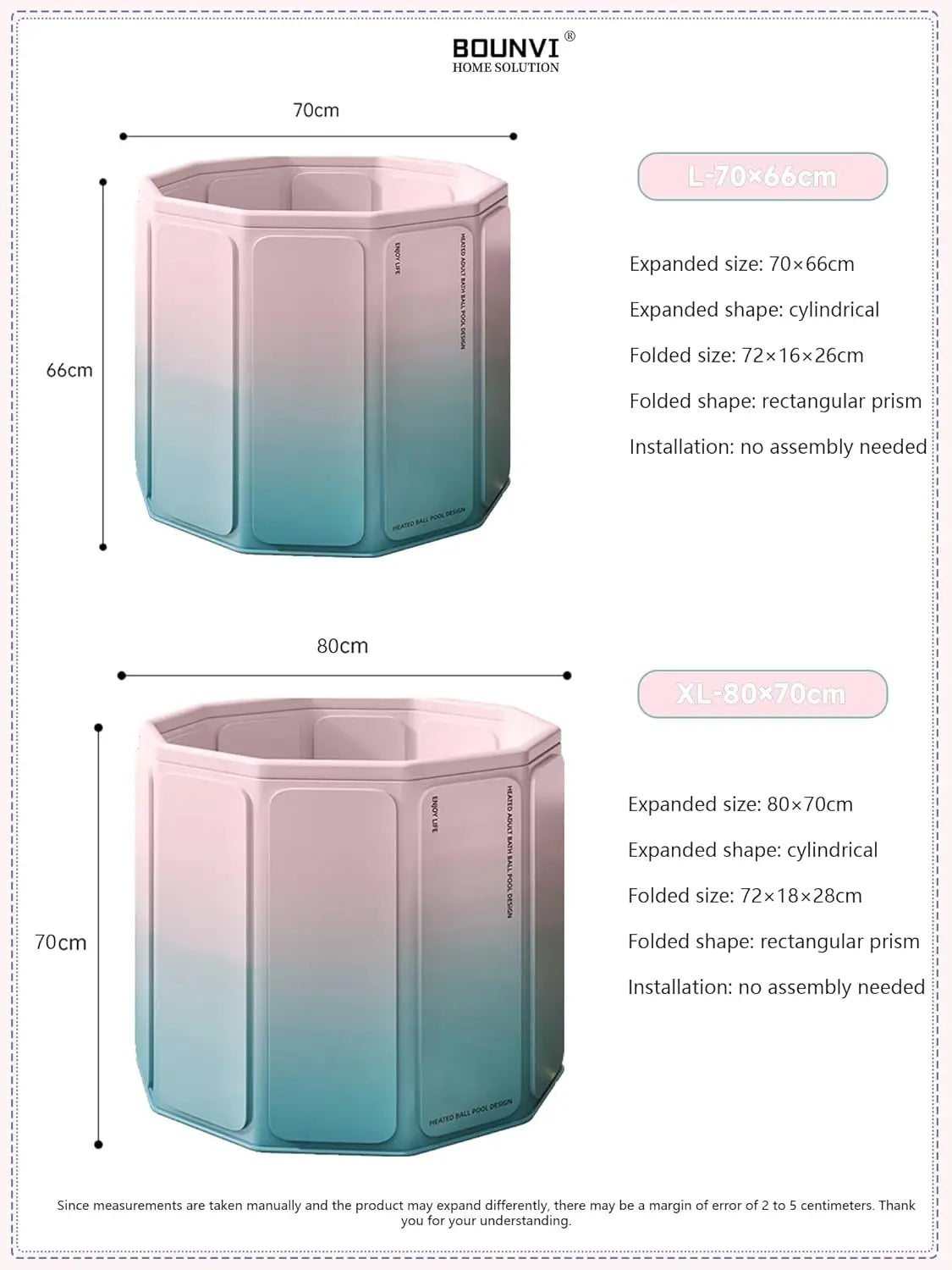 Baignoire gonflable adulte repliée pour rangement